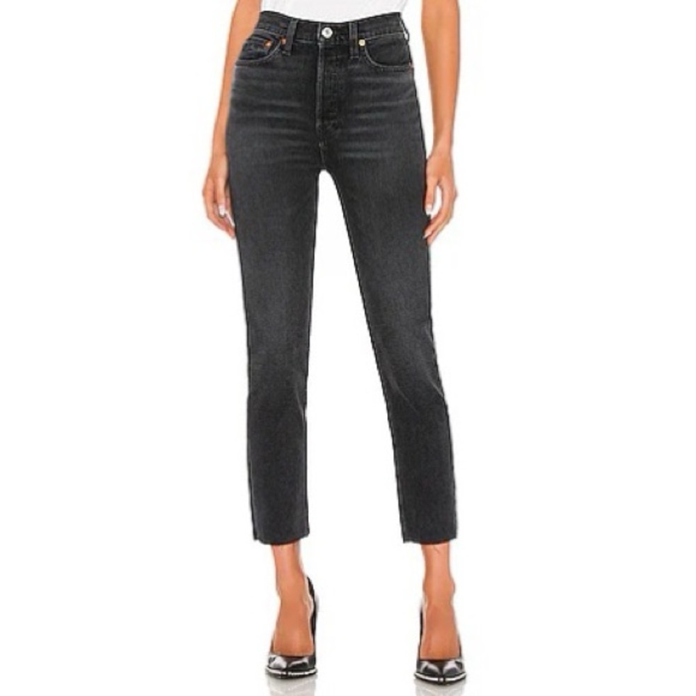 Re/Done 90s High-Rise Ankle Crop Jeans Size 24 Black